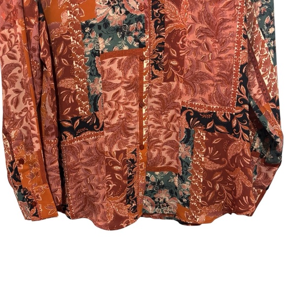 Alex & Lili Floral Patchwork Button Down Blouse Long Sleeve Career Office Large - Picture 3 of 15